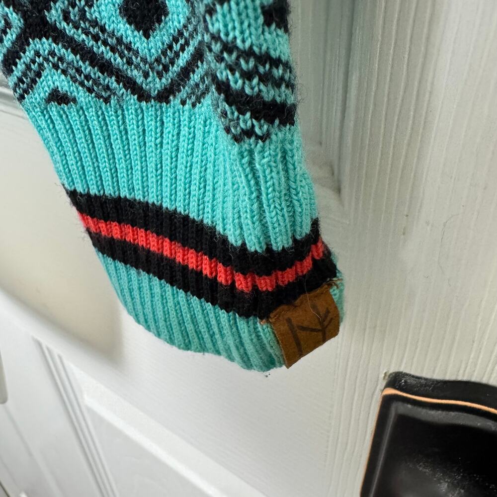 Neve Merino Wool Ski Sweater Cable Knit Nordic Geometric Crewneck Small - Picture 6 of 13